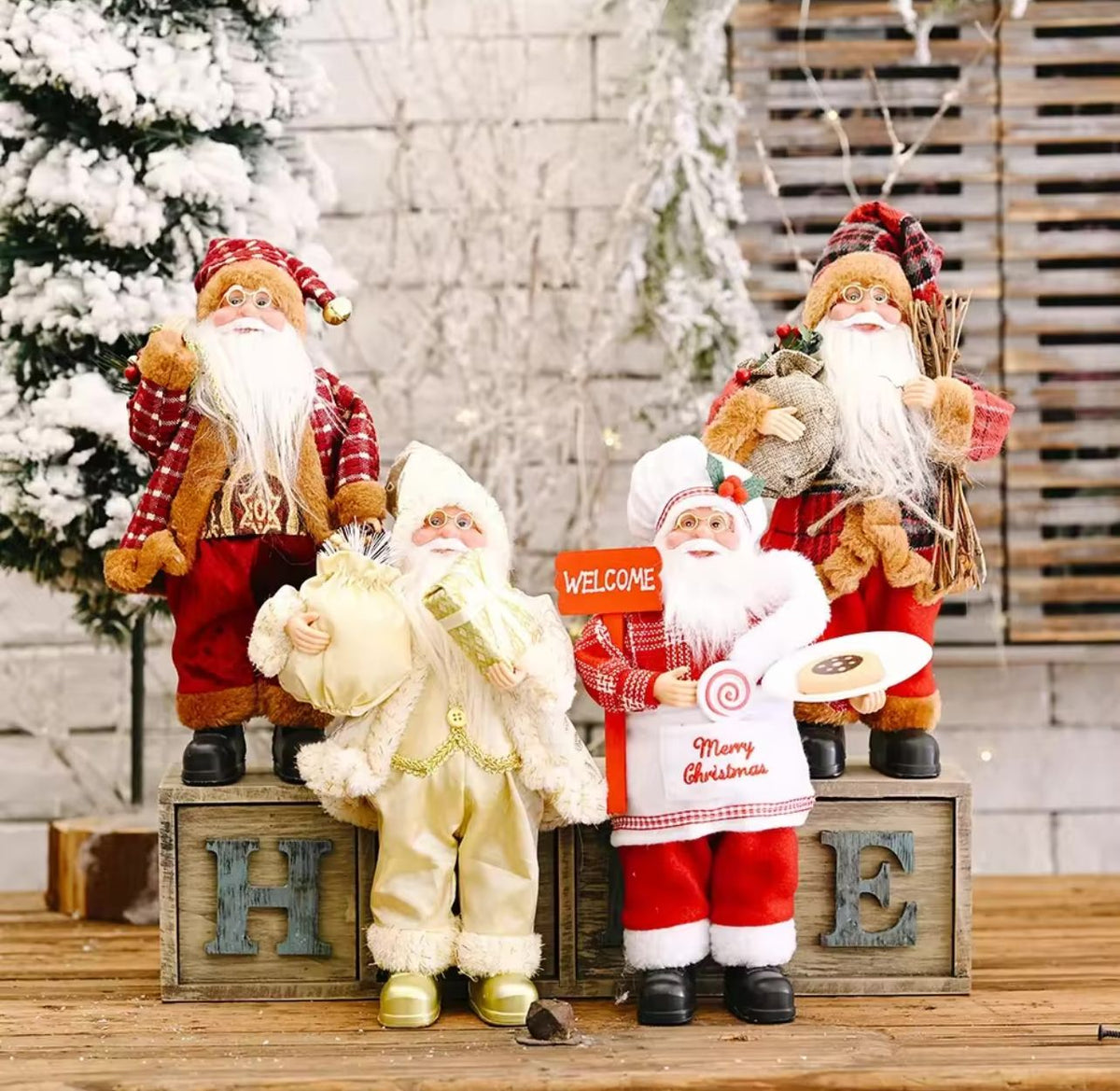 Kit 4 Papai Noel Diversos - 45CM