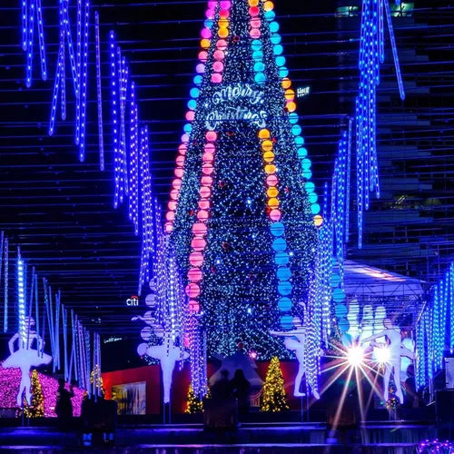 Cascata Led Chuva Meteoro 8 Tubos 50cm Luz Azul Natal